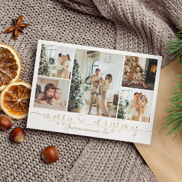Tarjeta Festiva Heart Script Gold Merry Christmas 5 Photo