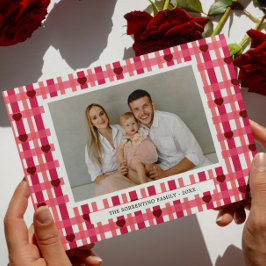 Tarjeta Festiva Heart striped family modern photo valentine day