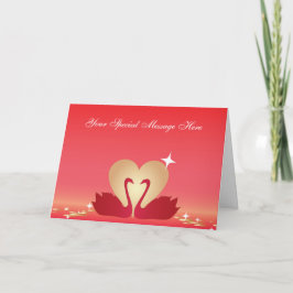 Tarjeta Festiva Heart Swans Silhouette