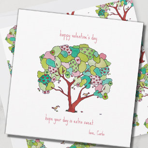 Tarjeta Festiva Heart Tree Happy Valentine Day Holiday Card