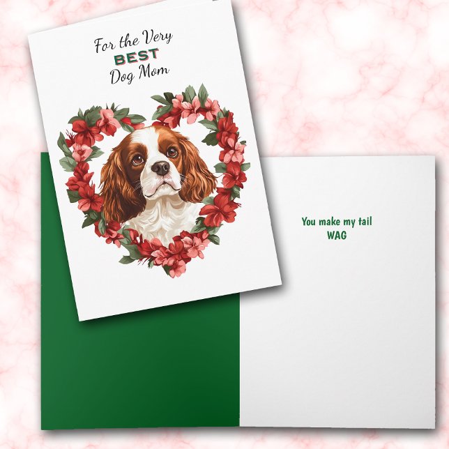 Tarjeta Festiva Heart Wreath Cocker Spaniel Dog Wag My Tail Mom (Subido por el creador)