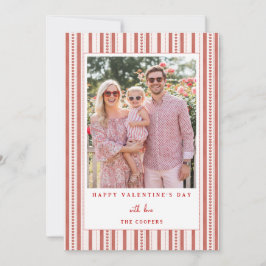 Tarjeta Festiva Hearts Stripes Happy Valentine's Day Photo Card