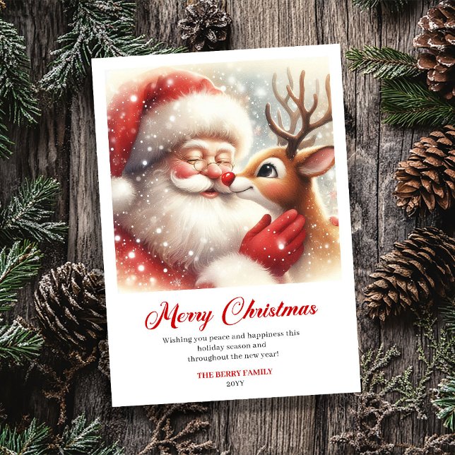 Tarjeta Festiva Heartwarming Santa And Rudolph Story Christmas  (Heartwarming Santa And Rudolph Story Christmas Card)