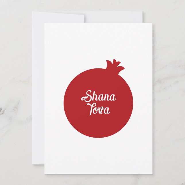 Tarjeta Festiva Hebreo Shana Tova y manzana (Anverso)