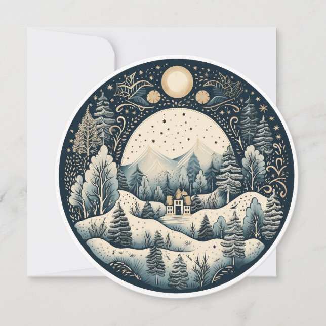 Tarjeta Festiva Hechizo Tranquilo de Invierno (Anverso)