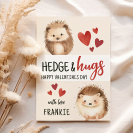 Tarjeta Festiva Hedge & Hugs Erizo | Día de San Valentín en el aul