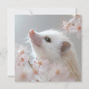Tarjeta Festiva Hedgehog Adorable Entre Flores De Primavera