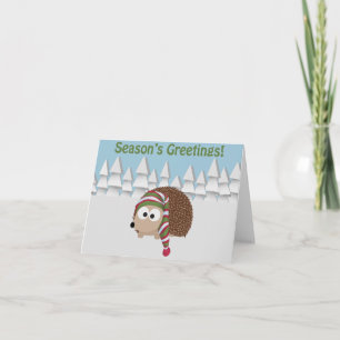 Tarjeta Festiva Hedgehog de los saludos de temporada