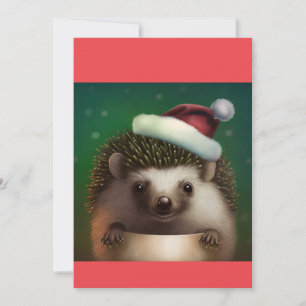 Tarjeta Festiva Hedgehog, Hedgehog Santa T-Shirt, Navidades Cute