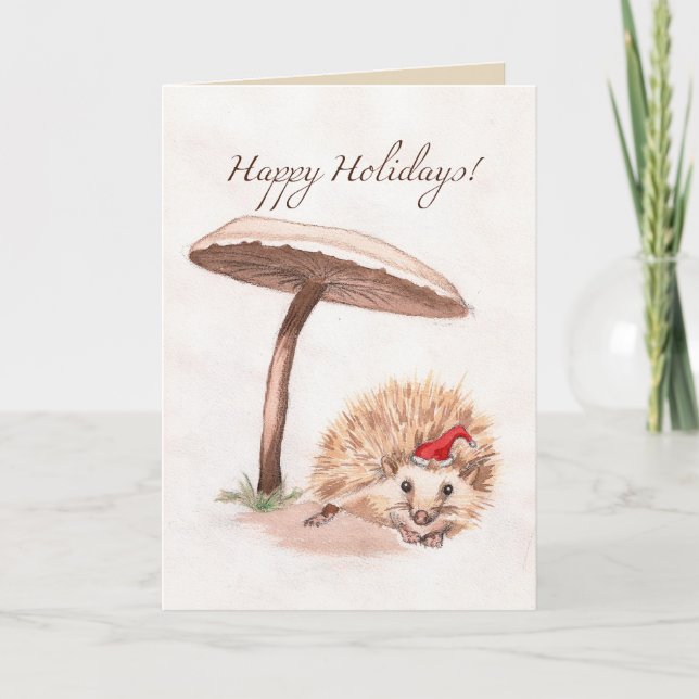 Tarjeta Festiva Hedgehog Holiday (Anverso)