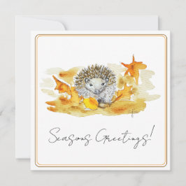 Tarjeta Festiva Hedgehog In Fall Leaves
