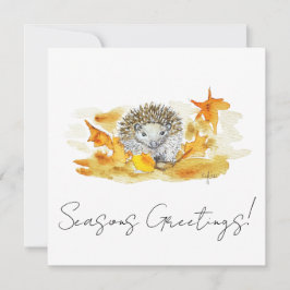 Tarjeta Festiva Hedgehog In Fall Leaves