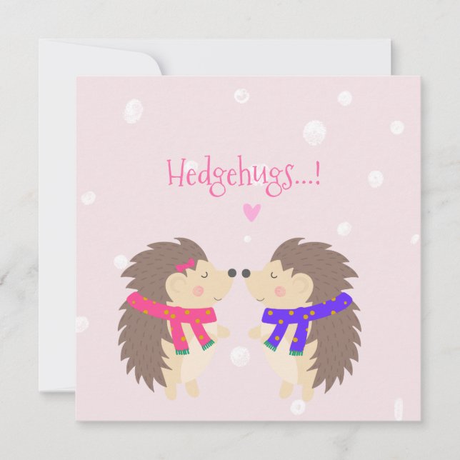 Tarjeta Festiva ¡Hedgehugs! Navidades de Cute Hedgehog (Anverso)