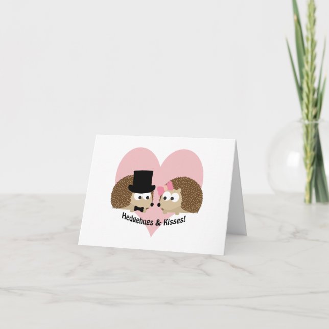 Tarjeta Festiva Hedgehugs y pares del erizo de los besos (Anverso)
