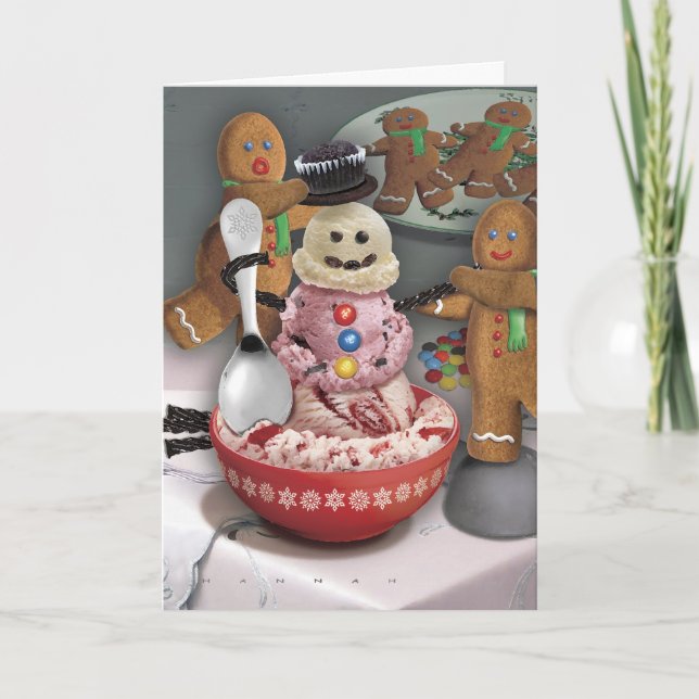 Tarjeta Festiva Helado Cream Snowman (Anverso)