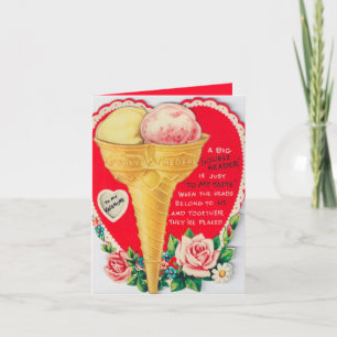 Tarjeta Festiva helado de San Valentín retro vintage añadir sentim