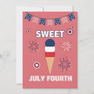 Tarjeta Festiva Helado Patriótico Dulce 4 de Julio