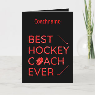 Tarjeta Festiva Helado rojo- Mejor entrenador de hockey, carta de 