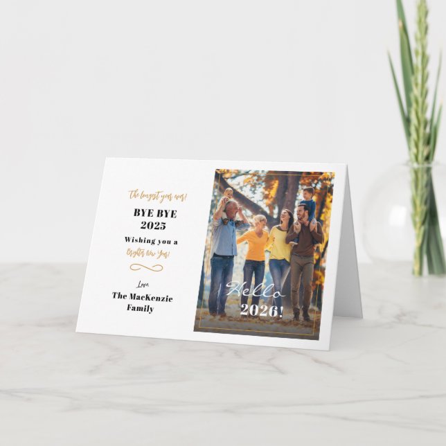 Tarjeta Festiva Hello 2026 Happy New Year Hand Lettered Photo (Anverso)