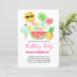 Tarjeta Festiva Hello Summer Birthday Party