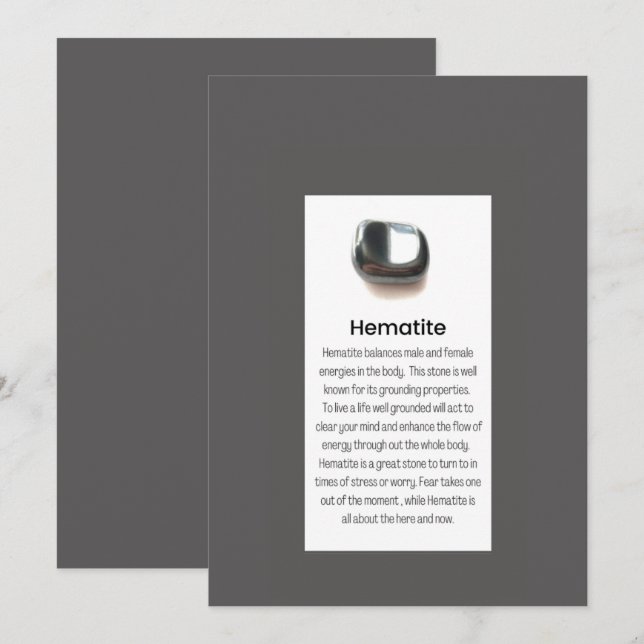 Tarjeta Festiva Hematita Pantalla De Joyas Quartz Crystal Signific (Anverso / Reverso)