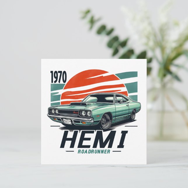 Tarjeta Festiva Hemi Roadrunner 1970 (Anverso de pie)