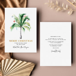 Tarjeta Festiva Hemos mudado Navidades vacaciones Palm Tree movién