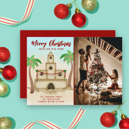 Tarjeta Festiva Hemos trasladado a Navidades de la casa de Sandcas