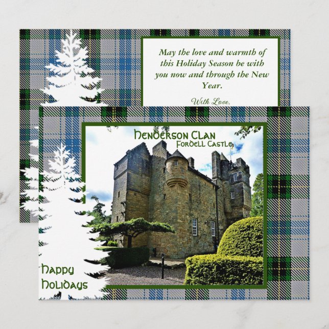 Tarjeta Festiva Henderson Clan Tartan (Anverso / Reverso)