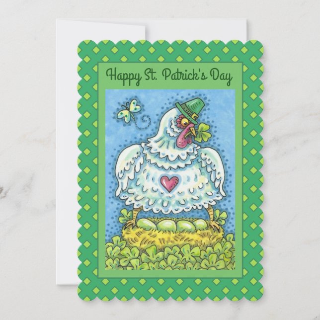 TARJETA FESTIVA HENES IRLANDESES DIVERTIDOS, HUEVOS VERDES Y LIBRA (Anverso)