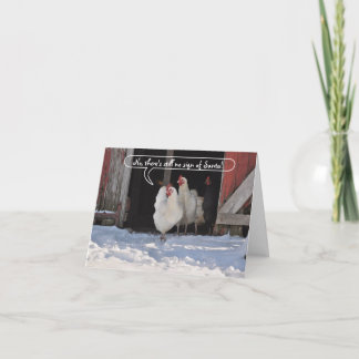 Tarjeta Festiva Hens esperando a Santa navidades