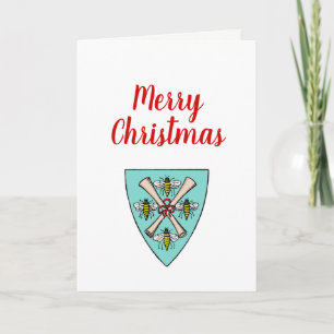 Tarjeta Festiva Heraldic Vintage 4 Abejas Desplazarse en Escudo Es