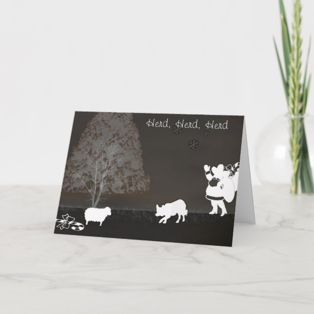 Tarjeta Festiva "Herd, Herd, Herd"~Navidades de los Collie Fronter (Anverso)