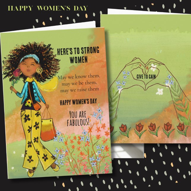 Tarjeta Festiva Heres to Strong Women Women's Day Fabulous Card (Heres to Strong Women IWD Fabulous Fashion Card)