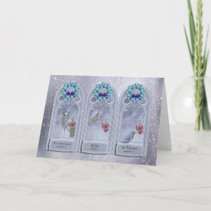 Tarjeta Festiva Hermana, Aves Jardín Navidades Ventana Saludo