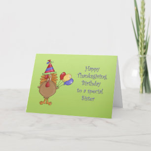 Tarjeta Festiva Hermana de cumpleaños de Acción de Gracias