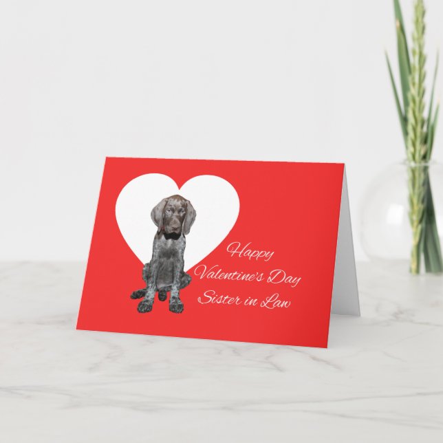 Tarjeta Festiva Hermana en derecho Glossy Grizzly Valentine Puppy  (Anverso)