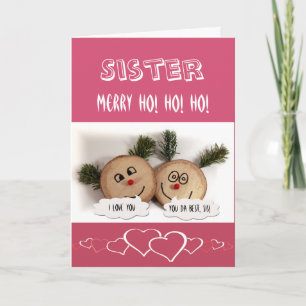 Tarjeta Festiva ¡Hermana - feliz HO! ¡HO! ¡HO! - Reno del dibujo