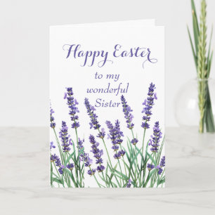 Tarjeta Festiva Hermana Happy Easter Lavender Spring Garden Flower