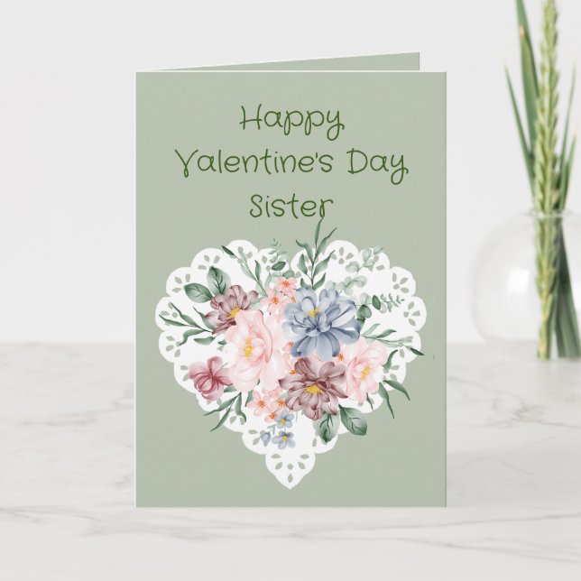 Tarjeta Festiva Hermana Mixed Floral Garden Flor Valentin (Anverso)