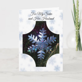 Tarjeta Festiva Hermana Snowflake y Navidades cuñados