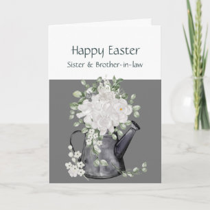 Tarjeta Festiva Hermana y cuñado flores blancas de Pascua