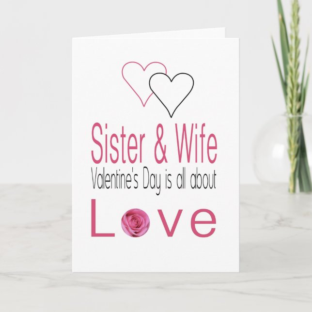 Tarjeta Festiva Hermana y esposa felices Rosas del Día de San Vale (Anverso)