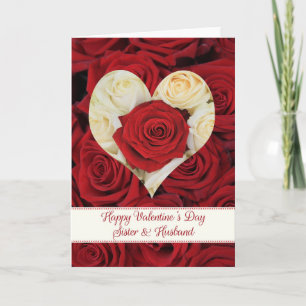 Tarjeta Festiva Hermana y esposo felices Rosas del Día de San Vale