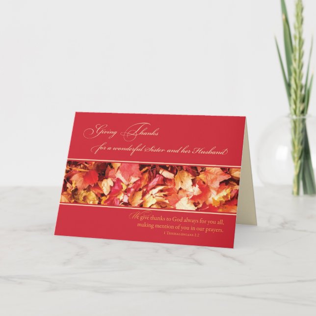 Tarjeta Festiva Hermana y marido Acción de Gracias Religiosa, se v (Anverso)