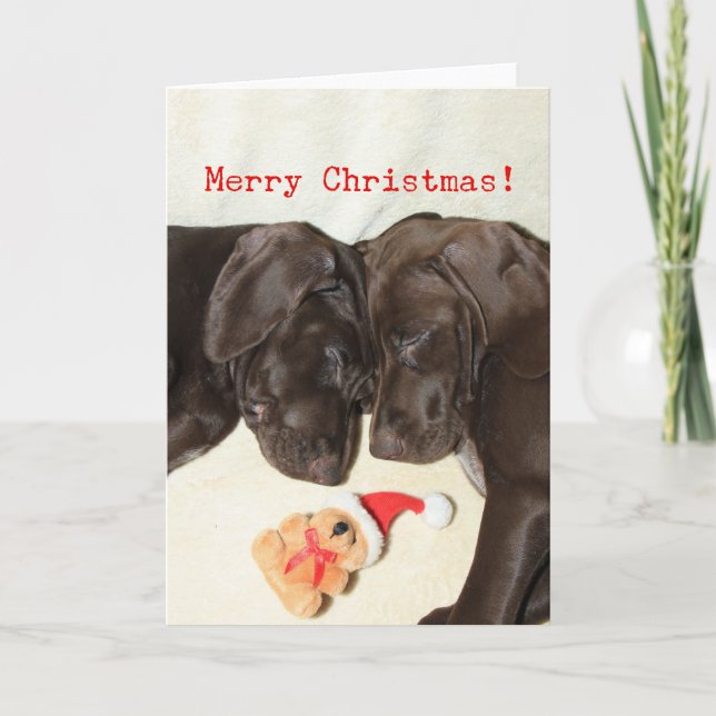Tarjeta Festiva Hermanas de caza alemanas navideñas (Anverso)