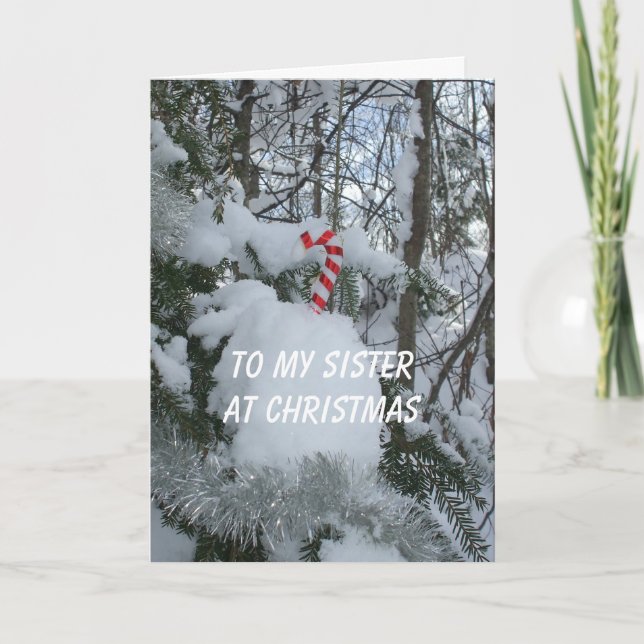 Tarjeta Festiva Hermanas Navidades-Candy Cane (Anverso)