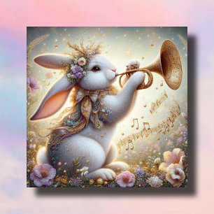 Tarjeta Festiva Hermandad Musical Horn Pastel Flores Pascua
