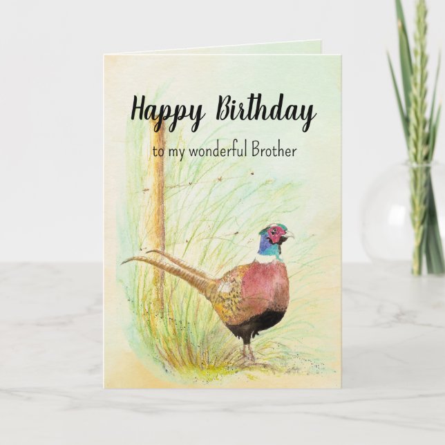 Tarjeta Festiva Hermano Cristiano Cumpleaños Pheasant Gamebird (Anverso)