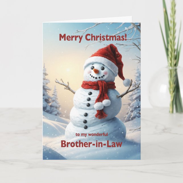 Tarjeta Festiva Hermano en Derecho Navidades Snowman (Anverso)